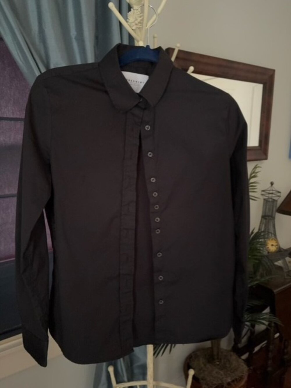 THE SHIRT Rochelle Behrens Women's Blouse Top Black Wear to Work Classic